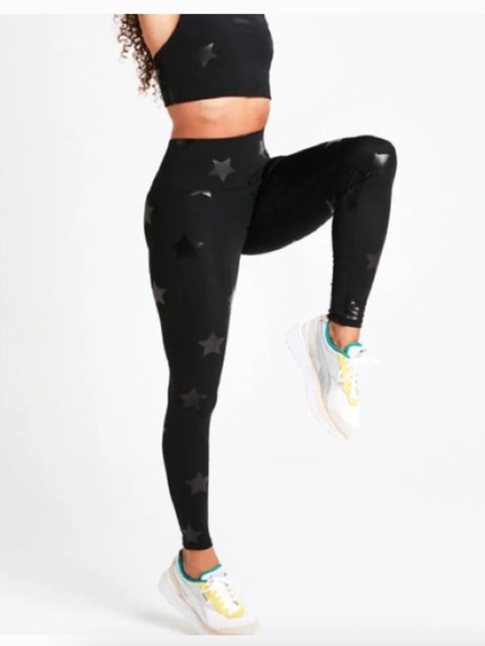 Terez Black Tonal Star Foil Uplift Leggings sz 2X
